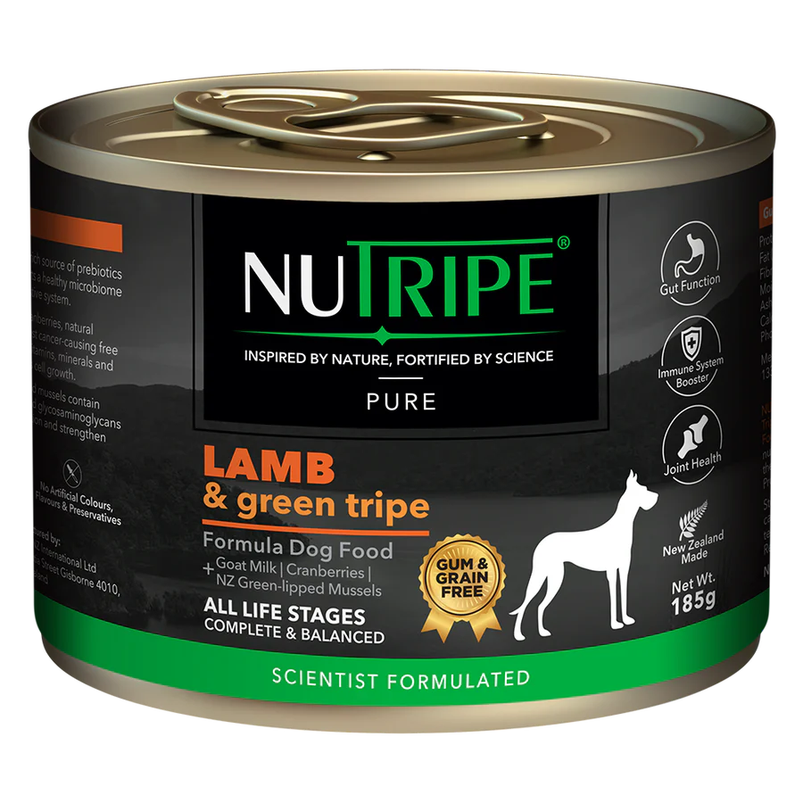Nutripe Dog Gum & Grain Free Pure Lamb & Green Tripe 185g X24