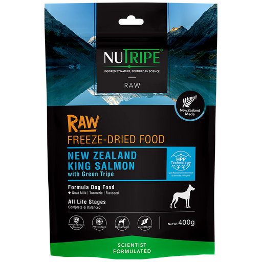 Nutripe Raw NZ King Salmon With Green Tripe Grain-Free Freeze-Dried Dog Food 400g