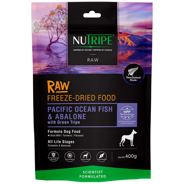Nutripe Raw Pacific Ocean Fish & Abalone With Green Tripe Grain-Free Freeze-Dried Raw Dog Food 400g