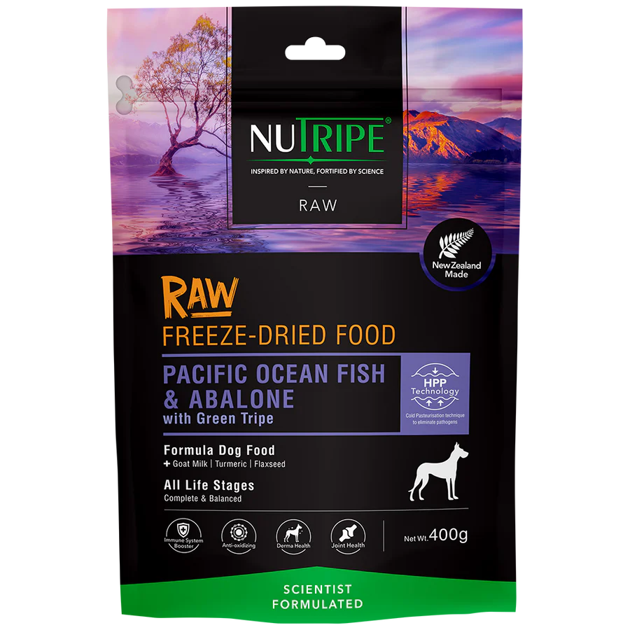 Nutripe Raw Pacific Ocean Fish & Abalone With Green Tripe Grain-Free Freeze-Dried Raw Dog Food 400g