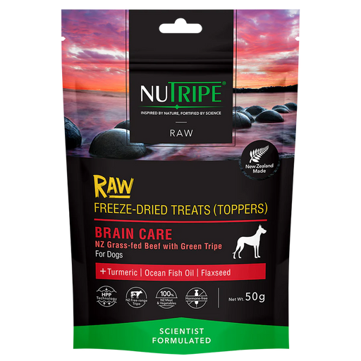 Nutripe Raw Brain Care Beef With Green Tripe Freeze-Dried Dog Treats (Toppers) 50g X2