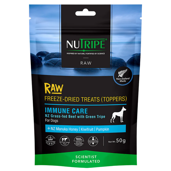 Nutripe Raw Immune Care Beef With Green Tripe Freeze-Dried Dog Treats (Toppers) 50g X2