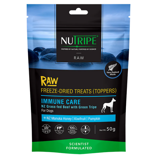 Nutripe Raw Immune Care Beef With Green Tripe Freeze-Dried Dog Treats (Toppers) 50g X2