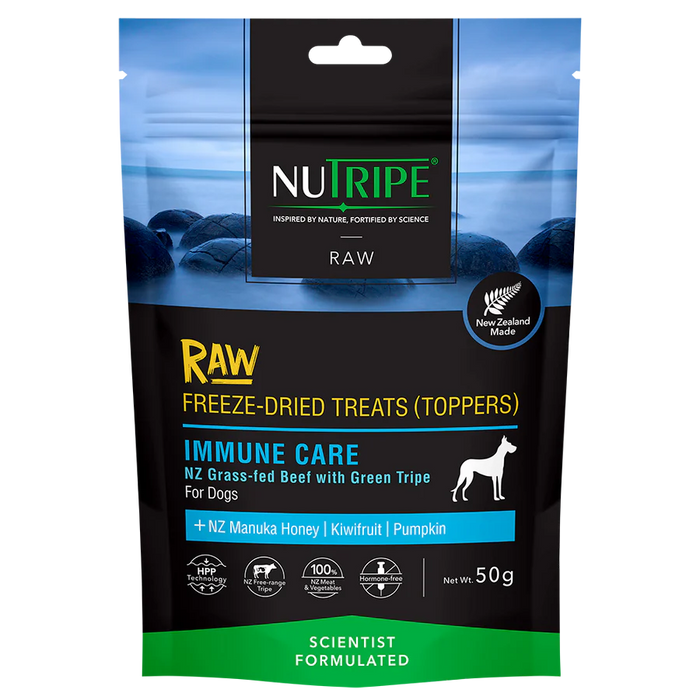Nutripe Raw Immune Care Beef With Green Tripe Freeze-Dried Dog Treats (Toppers) 50g X2