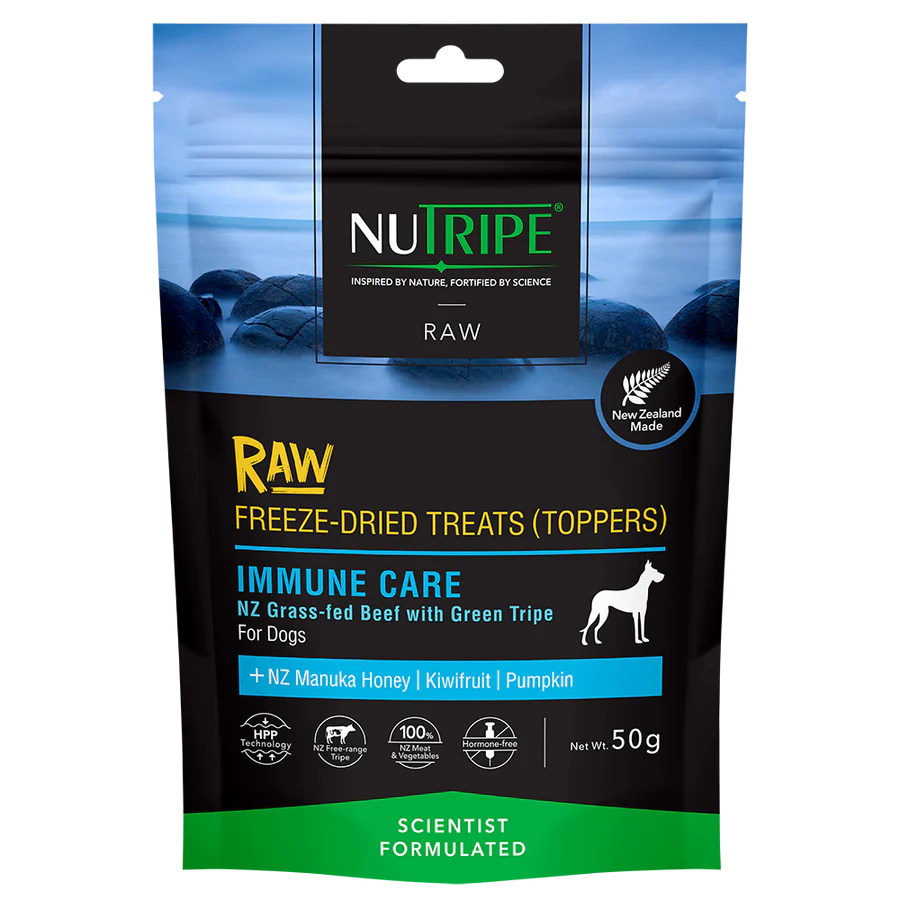 Nutripe Raw Immune Care Beef With Green Tripe Freeze-Dried Dog Treats (Toppers) 50g X2
