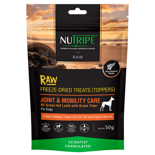 Nutripe Raw Joint & Mobility Care Lamb With Green Tripe Freeze-Dried Dog Treats (Toppers) 50g X2