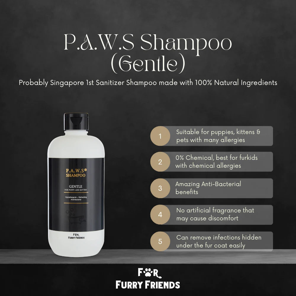 For Furry Friends P.A.W.S GENTLE Shampoo (Puppies & Kittens) 500ml