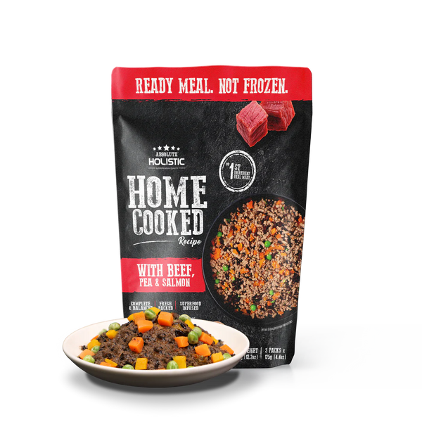Absolute Holistic Home Cooked Style Recipe Gently Cooked Beef, Peas & Salmon Dog Food 125g