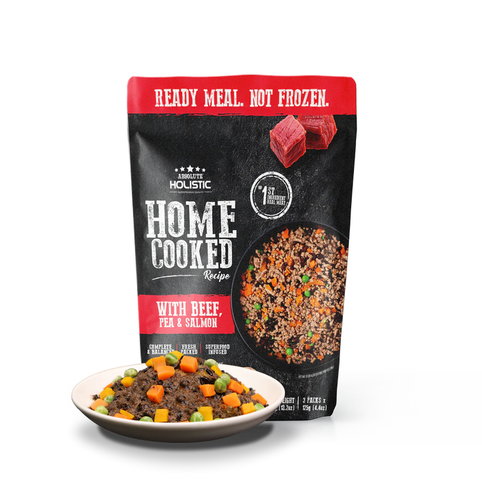 Absolute Holistic Home Cooked Style Recipe Gently Cooked Beef, Peas & Salmon Dog Food 125g