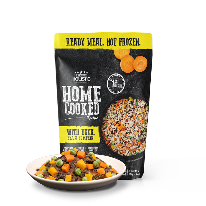 Absolute Holistic Home Cooked Style Recipe Gently Cooked Duck, Peas & Pumpkin Dog Food 125g