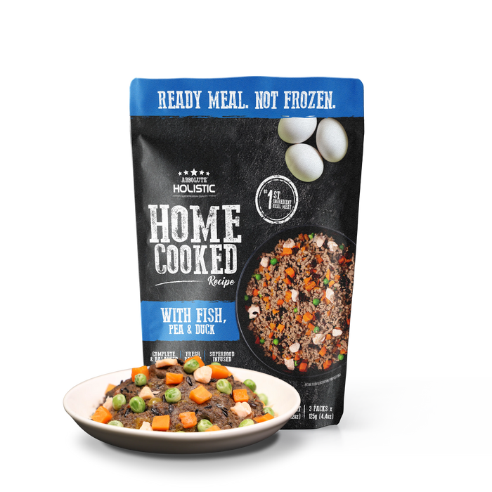 Absolute Holistic Home Cooked Style Recipe Gently Cooked Fish, Peas & Duck Dog Food 125g