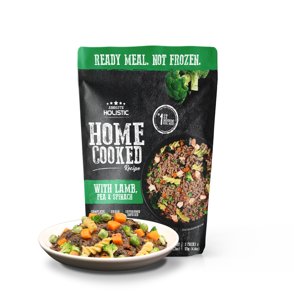 Absolute Holistic Home Cooked Style Recipe Gently Cooked Lamb, Peas & Spinach Dog Food 125g