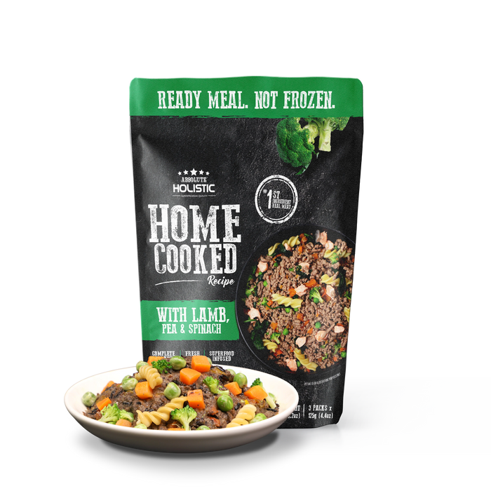 Absolute Holistic Home Cooked Style Recipe Gently Cooked Lamb, Peas & Spinach Dog Food 125g
