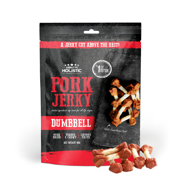 Absolute Holistic Grain Free Treats for Dog Pork Jerky Dumbbell 100g