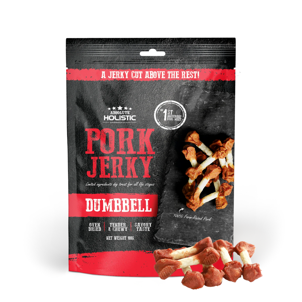Absolute Holistic Grain Free Treats for Dog Pork Jerky Dumbbell 100g