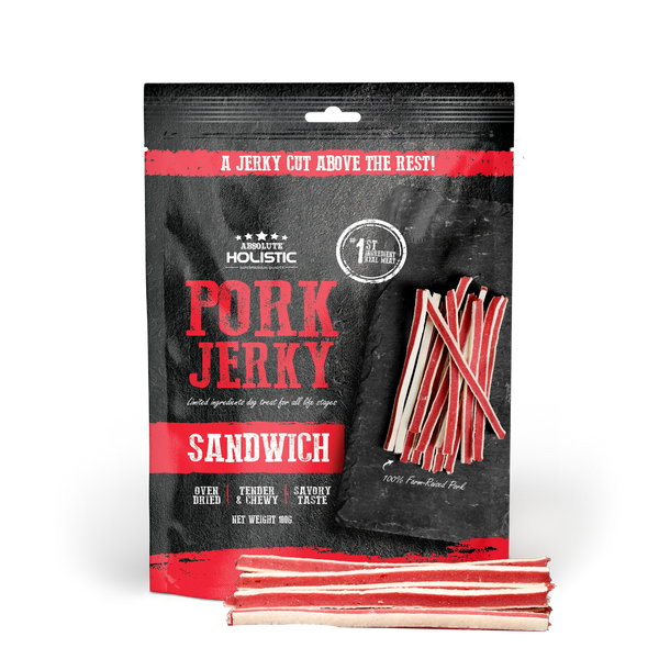 Absolute Holistic Grain Free Treats for Dog Pork Jerky Sandwich 100g