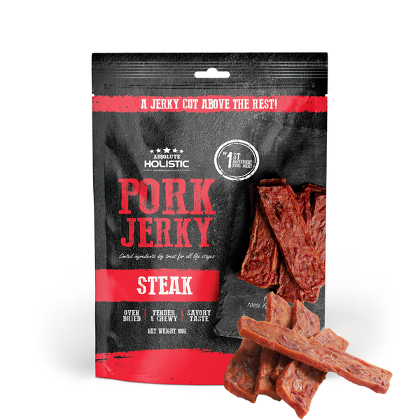Absolute Holistic Grain Free Treats for Dog Pork Jerky Steak 100g