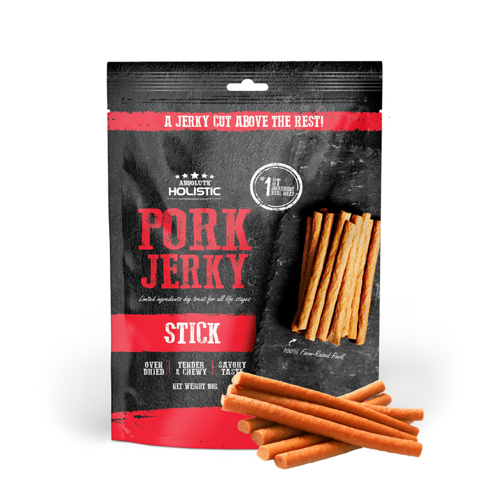 Absolute Holistic Grain Free Treats for Dog Pork Jerky Loin Stick 100g
