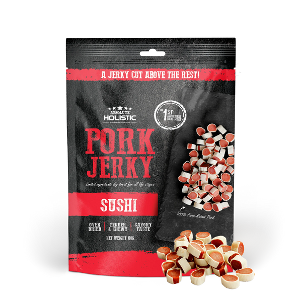 Absolute Holistic Grain Free Treats for Dog Pork Jerky Sushi 100g
