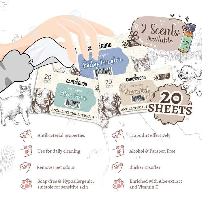 Care for the Good Antibacterial Pet Wipes 20pcs (15x20cm)