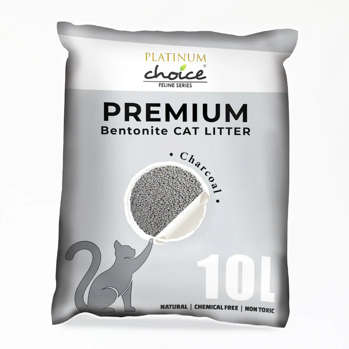 Platinum Choice Premium Bentonite Cat Litter Charcoal 10L X2