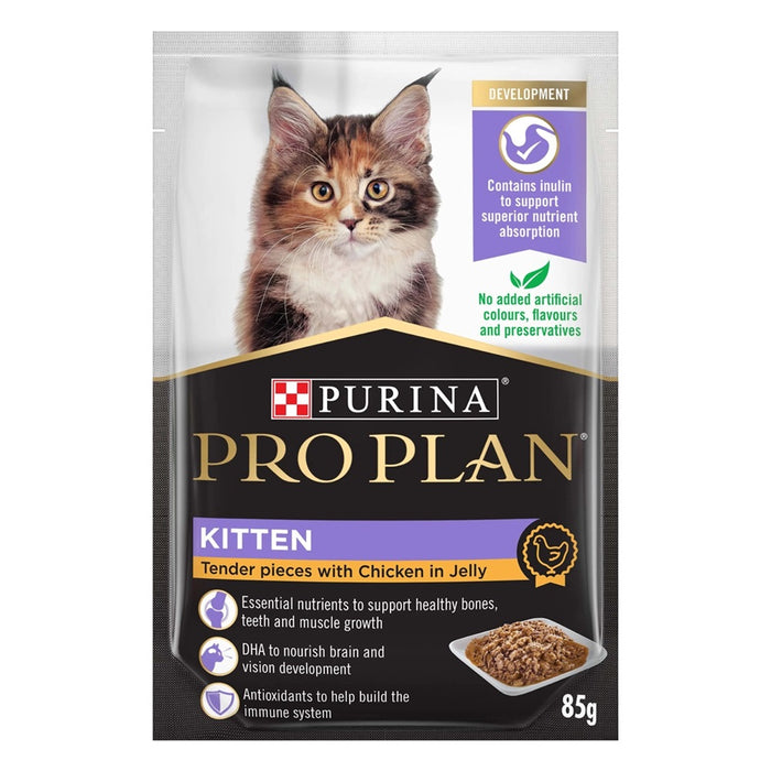 Purina Pro Plan Feline Kitten Chicken In Jelly Pouch Wet Cat Food  85g X12