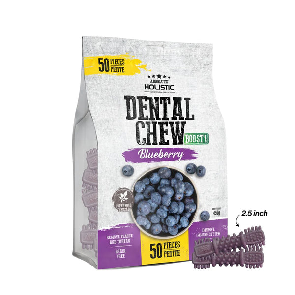 Absolute Holistic Jumbo Pack BOOST Dental Chews for Dogs Blueberry (2 Option)