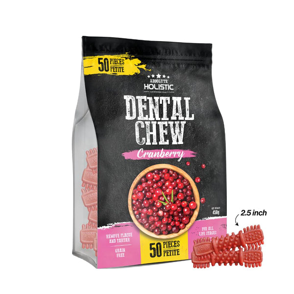 Absolute Holistic Jumbo Pack Dental Chews for Dogs Cranberry (2 Option)