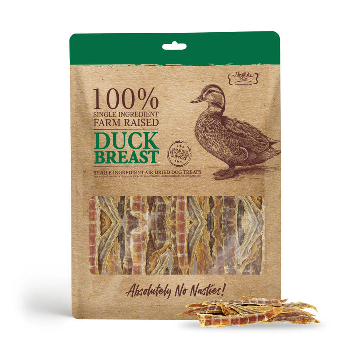 Absolute Bites Single Ingredient Duck Breast  Air Dried Treats for Dogs 110g
