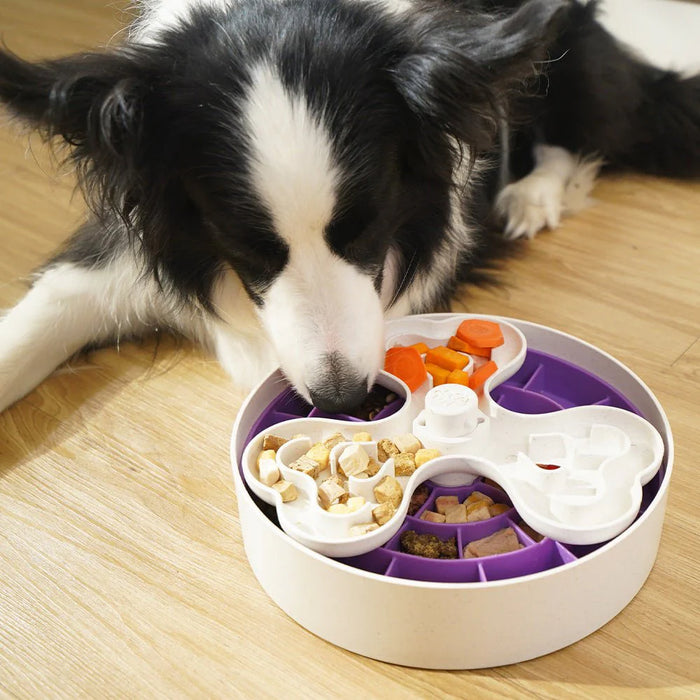 Puzzle Feeder Interactive Dog Bowl Swirl Purple