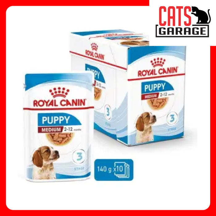 Royal Canin Medium Puppy Pouch Wet Dog Food 140g (10 Pouches)