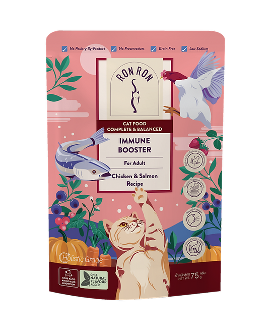 RonRon Immune Booster Chicken Salmon Recipe Cat Wet Food 75g X12