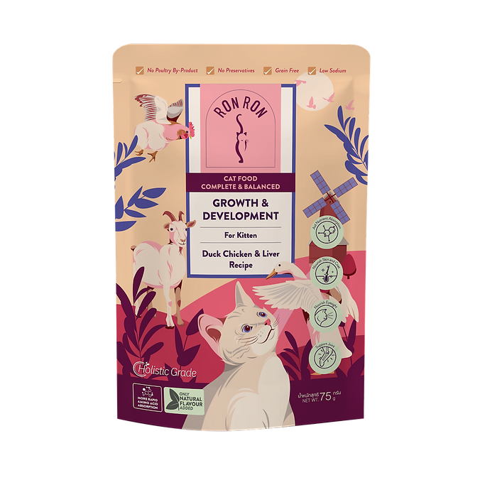 RonRon Growth & Development Duck Chicken and Liver  Recipe Cat Wet Food 75g X12