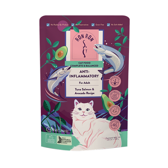 RonRon Anti Inflammatory Tuna Salmon and Avocado Recipe Cat Wet Food 75g X12