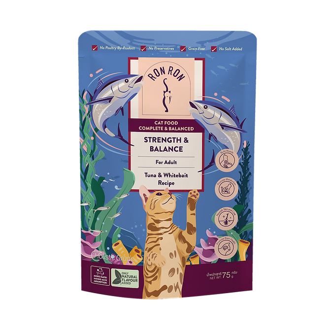 RonRon Strenght Balance  Tuna Whitebait Recipe Cat Wet Food 75g X12