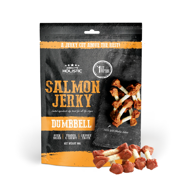 Absolute Holistic Grain Free Treats for Dog Salmon Jerky Dumbbell 100g