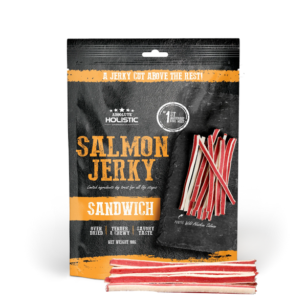 Absolute Holistic Grain Free Treats for Dog Salmon Jerky Sandwich 100g