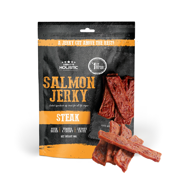 Absolute Holistic Grain Free Treats for Dog Salmon Jerky Steak 100g