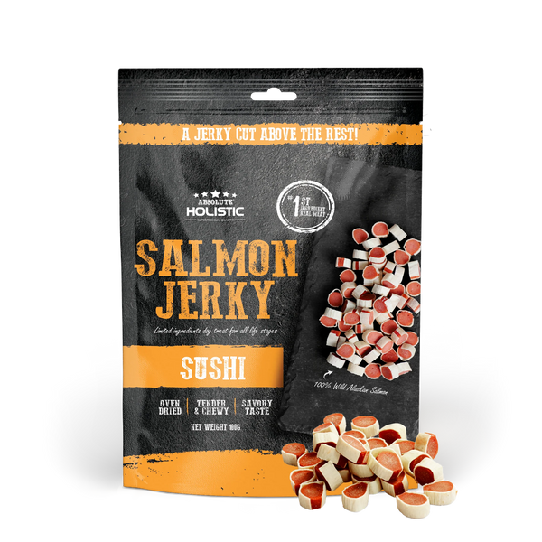Absolute Holistic Grain Free Treats for Dog Salmon Jerky Sushi 100g