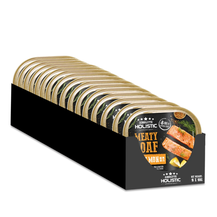 Absolute Holistic Complete & Balanced Meaty Loaf  Salmon Wet Tray Food for Dog 100g X16