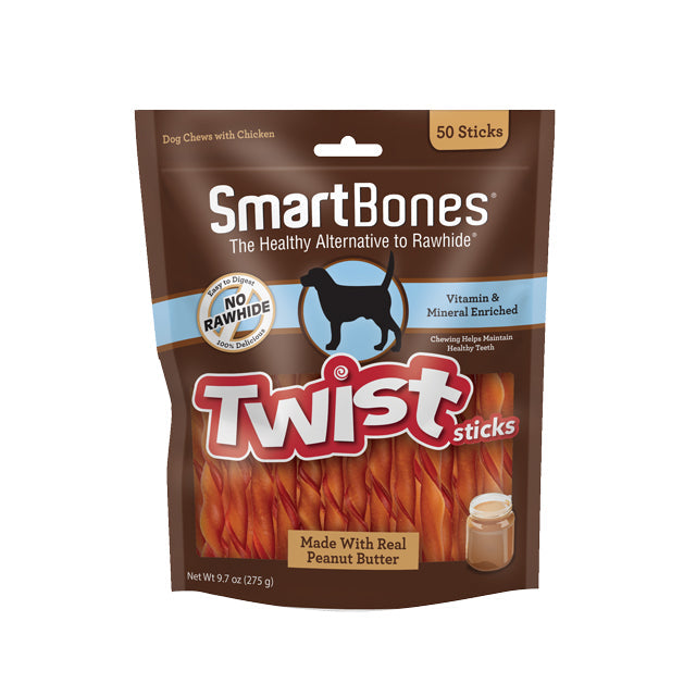 SmartBones Smart Twist Sticks Peanut Butter 50pc