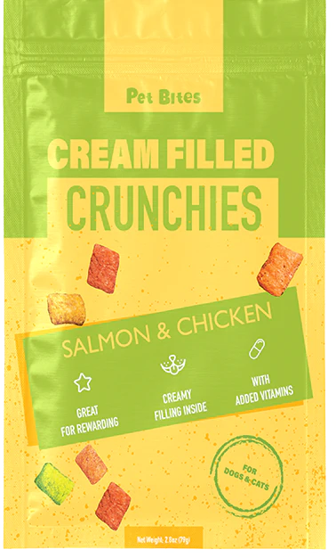 Pet Bites Creamed Filled Salmon & Chicken Crunchies For Cats & Dogs 79g