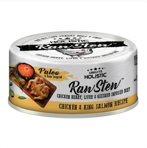 Absolute Holistic Raw Stew Chicken & King Salmon Grain-Free Dog & Cat Wet Food  80g X96