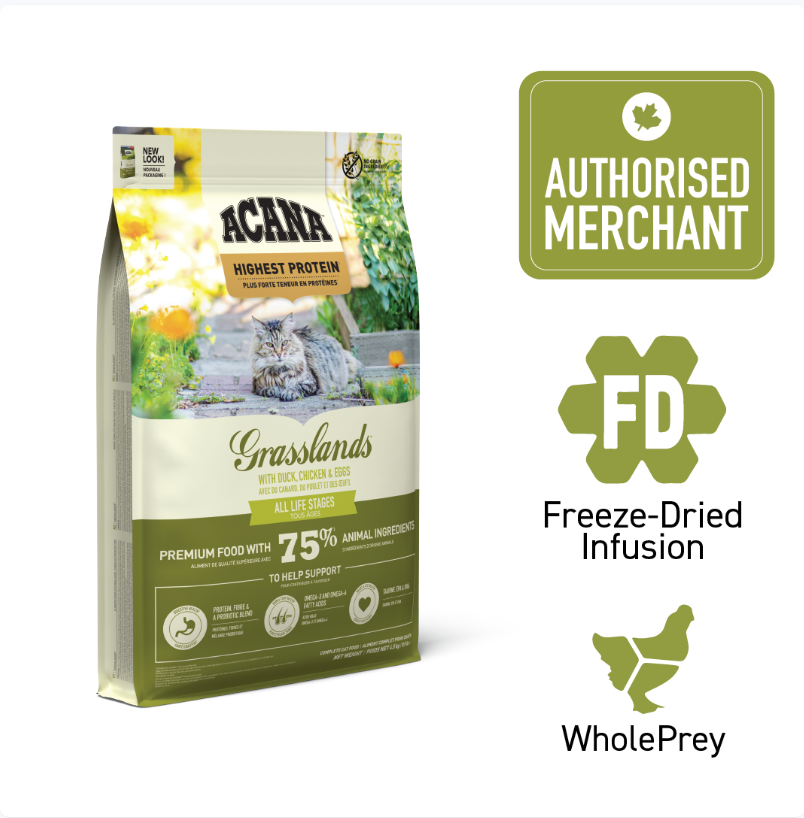 ACANA Grasslands Cat Dry Food 1.8kg / 4.5kg | High Protein Cat Kibble | Regional Recipe