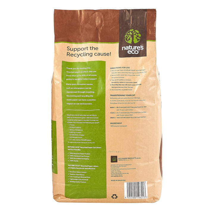Nature's Eco Recycled Paper Cat Litter 30L | PACK OR BUNDLE