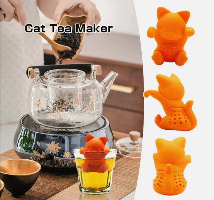 Cat Loose Tea Leaf Infuser Strainer Filter