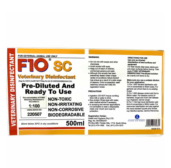 F10 Pre-Diluted Ready-To-Use Disinfectant Spray 500ml