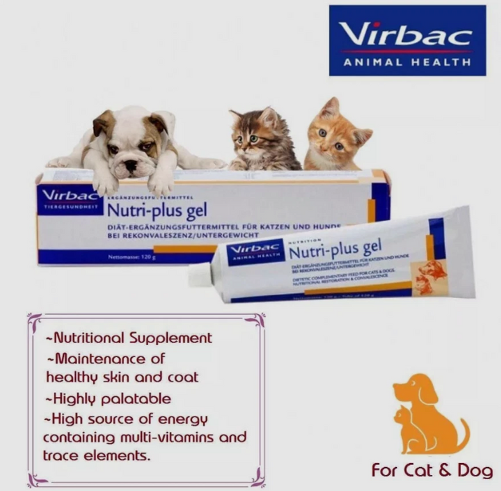 Virbac Nutri-Plus Gel Nutritional Supplement For Dogs & Cats 120g