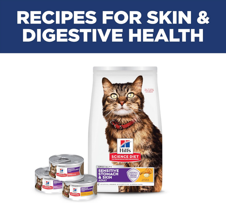Hill's Science Diet Adult Sensitive Stomach & Skin Cat Dry Food (2 Sizes)