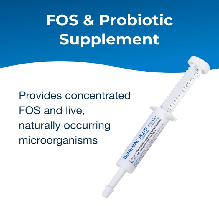 PetAg Bene-Bac Plus FOS & Probiotics Pet Gel Supplement Syringe 15g